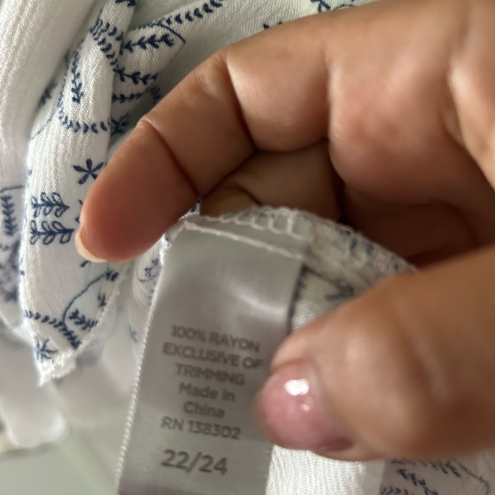 Avenue White and Navy Patterned Blouse - Picture 8 of 8